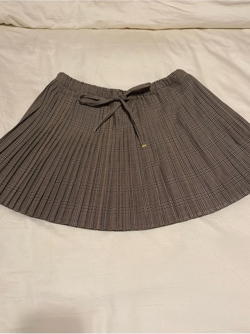 H&M Women's Pleated Plaid Mini Skirt - Brown Size S